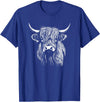 Scottish Highland Cattle Cow Merch Scottish Highland Cattle Cow Drawing T-Shirt - Royal Blue