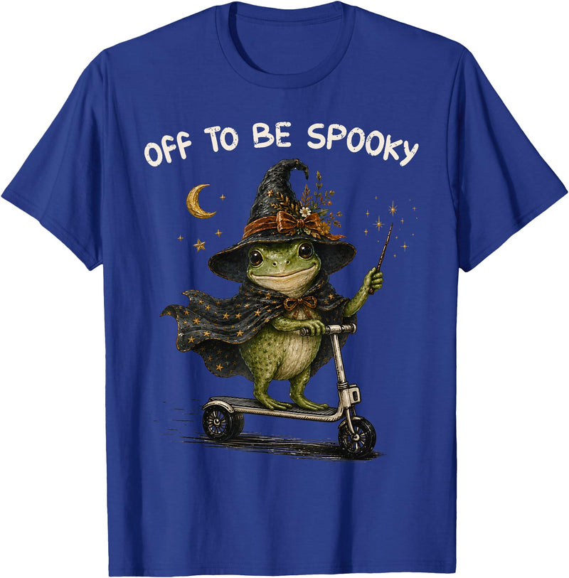Funny Witch Frog Off To Be Spooky Halloween T-Shirt - Royal Blue