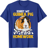 Sorry My Guinea Pig Ate My Homework Funny Pet Rodent Hamster T-Shirt - Royal Blue