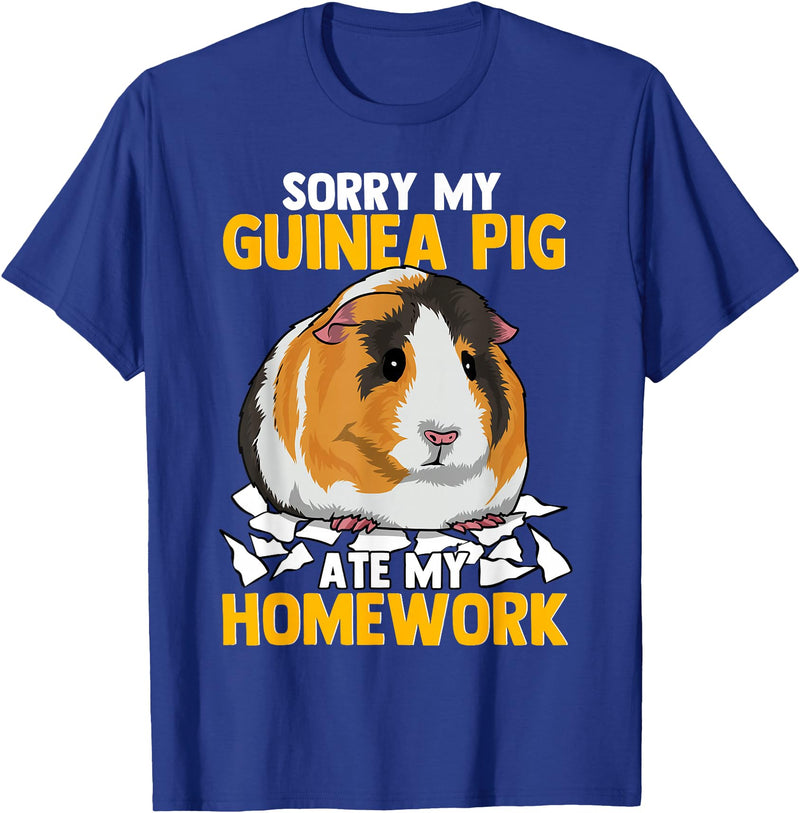 Sorry My Guinea Pig Ate My Homework Funny Pet Rodent Hamster T-Shirt - Royal Blue