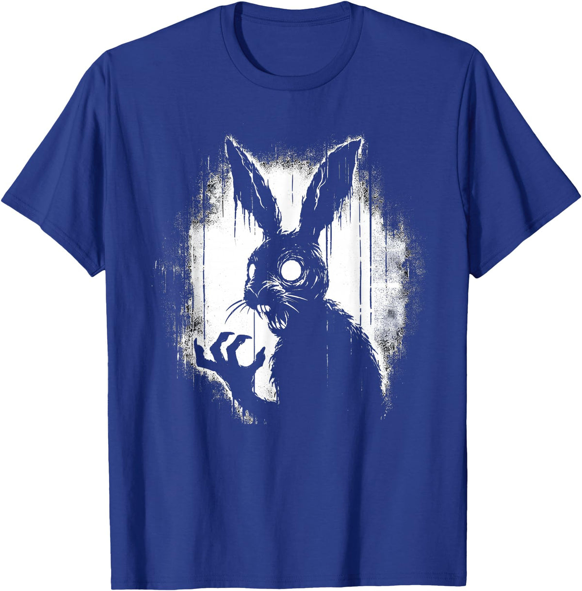Scary Goth Rabbit, Horror Rabbit, Weirdcore Rabbit T-Shirt in Royal Blue