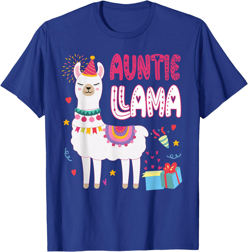 Family Matching Llama Birthday Party Supplies Auntie Llama Aunt Of The Birthday Boy Girl Llama Birthday T-Shirt - Royal Blue