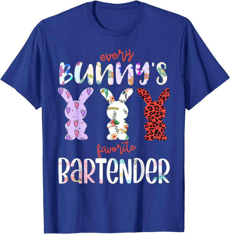 Every Bunny’s Favorite Bartender Easter Rabbit T-Shirt in Royal Blue