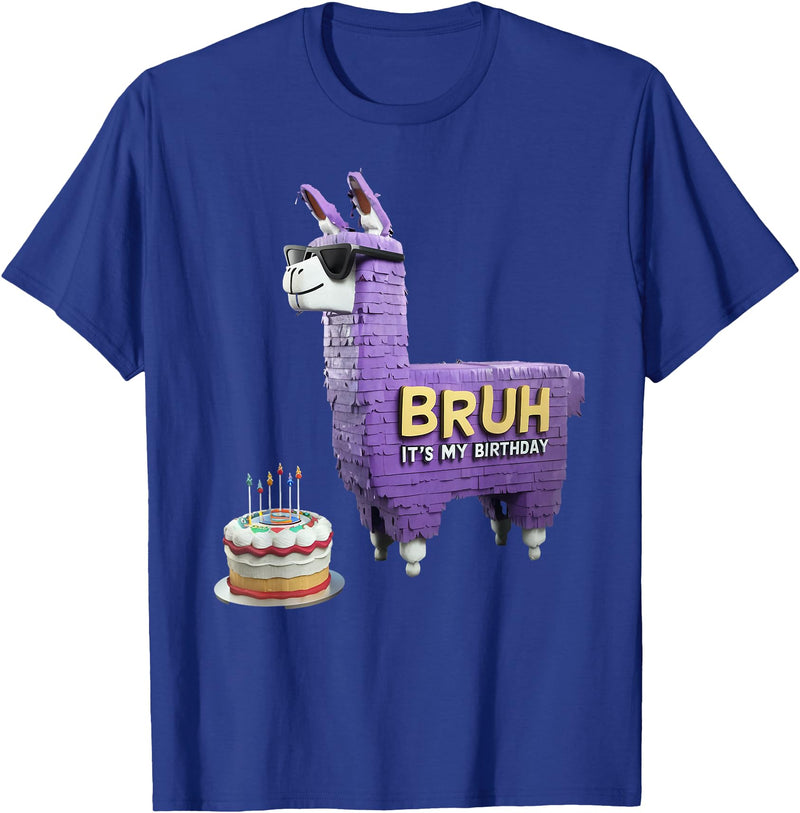 Llama Pinata Birthday Clothing Family Party Bruh Its My Birthday Llama Pinata Boy Girl Family Party Bday T-Shirt - Royal Blue
