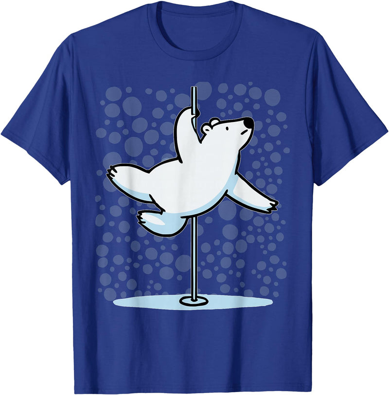 Fun Polar Bear Lover Humor Bear Dancer Stylish Tee Funny Polar Bear Pole Dancing Animal Cute Cool Wordplay Snow T-Shirt - Royal Blue
