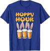 Hoppy Hour Funny Happy Easter Day Rabbit Ears Men Women T-Shirt in Royal Blue