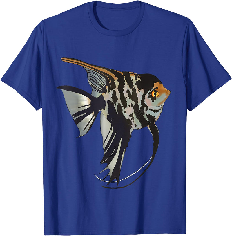 Freshwater Fish Fun Marbled Freshwater Angelfish T-Shirt - Royal Blue