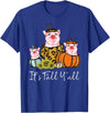 Fall Y'all Pig Thanksgiving Leopard Pumpkin It's Fall Y'all Pig Animal Leopard Pumpkin Falling Autumn T-Shirt - Royal Blue