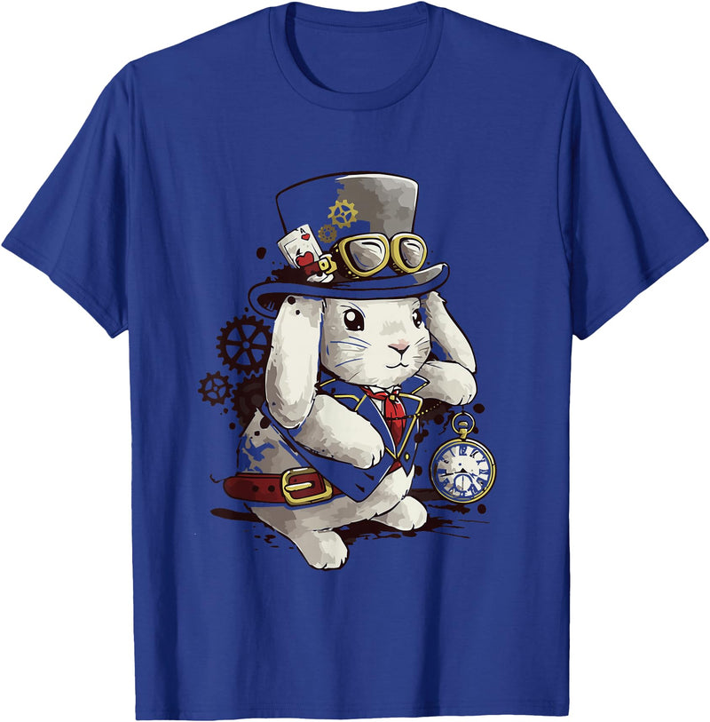 Cute Rabbit Lover Bunny Graphic T-Shirt (Asphalt Grey) in Royal Blue