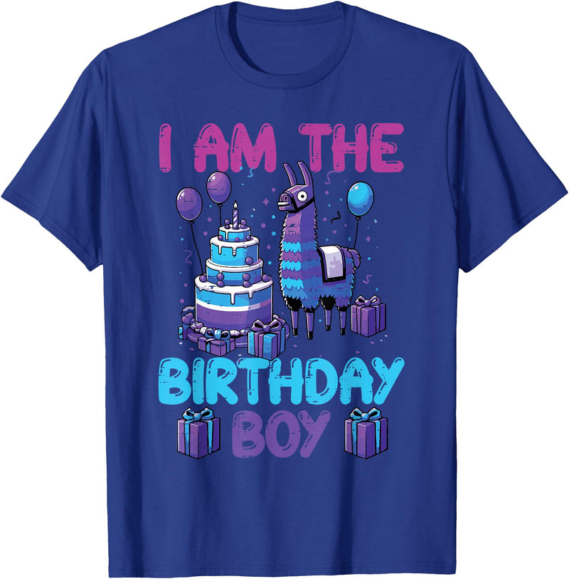 Birthday Party Shirts For Men Women Kids I Am The Birthday Boy Llama Pinata Bday Party Boys Kids T-Shirt - Royal Blue