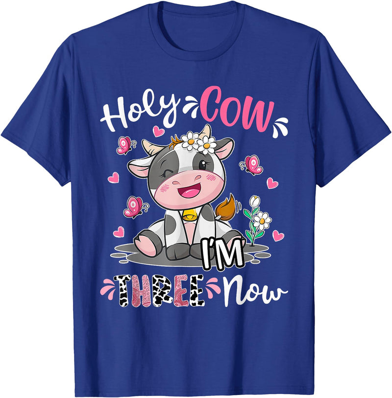 Holy Cow I'm Three 3 3rd Birthday Boy Girl Kids Holy Cow I'm Three 3 Years Old 3rd Birthday Boy Girl T-Shirt - Royal Blue