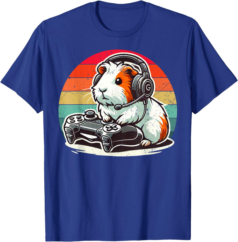Funny Retro Guinea Pig Gamer Tee Guinea Pig Gamer Retro Video Gaming Cavy Men Boys Kids Youth T-Shirt - Royal Blue