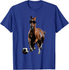 Funny Horse Football Design Horse Soccer Football T-Shirt - Royal Blue