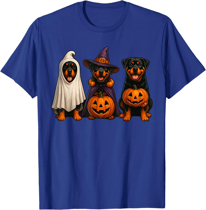 Halloween Shirt With Dogs Dog Ghost Shirt, Cute Halloween Rottweiler Ghost Dog Mom T-Shirt - Royal Blue