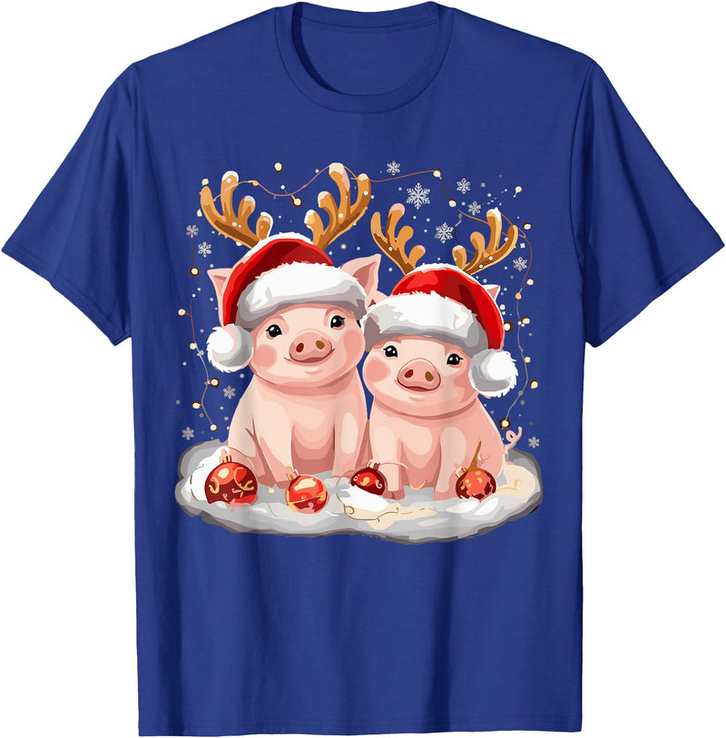 Funny Xmas Pig Lover Christmas Christmas Pig Reindeer Xmas T-Shirt - Royal Blue