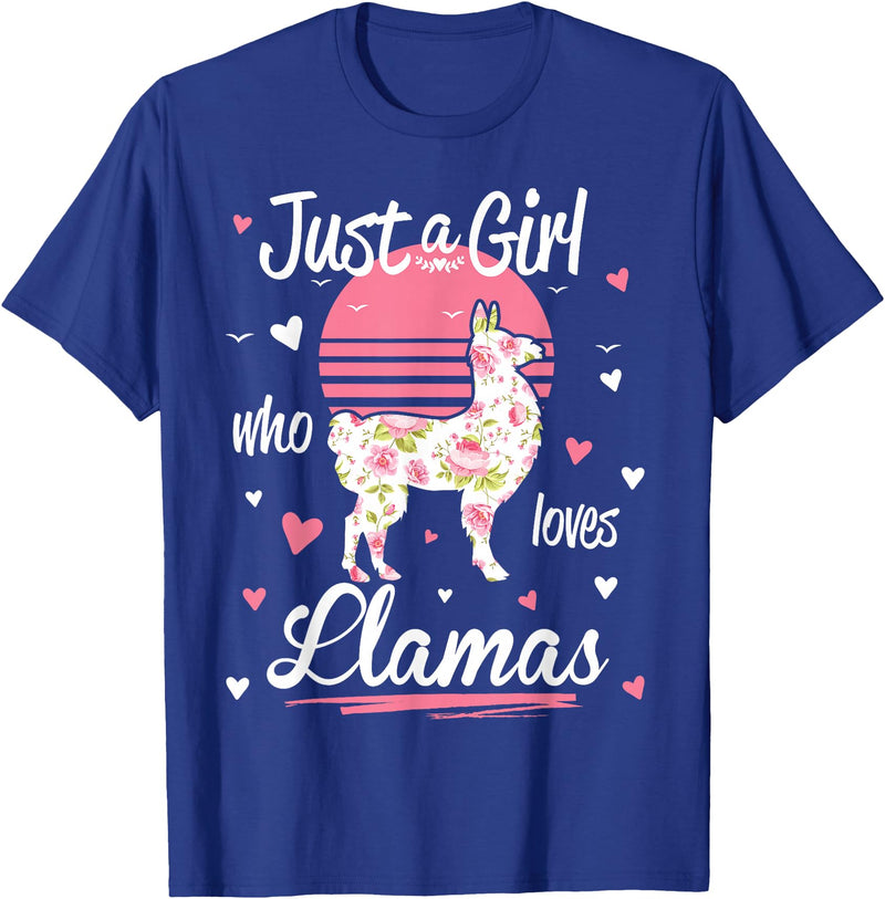 Pack A Punch Just A Girl Who Loves Llamas Llama Shirt Vintage T-Shirt - Royal Blue