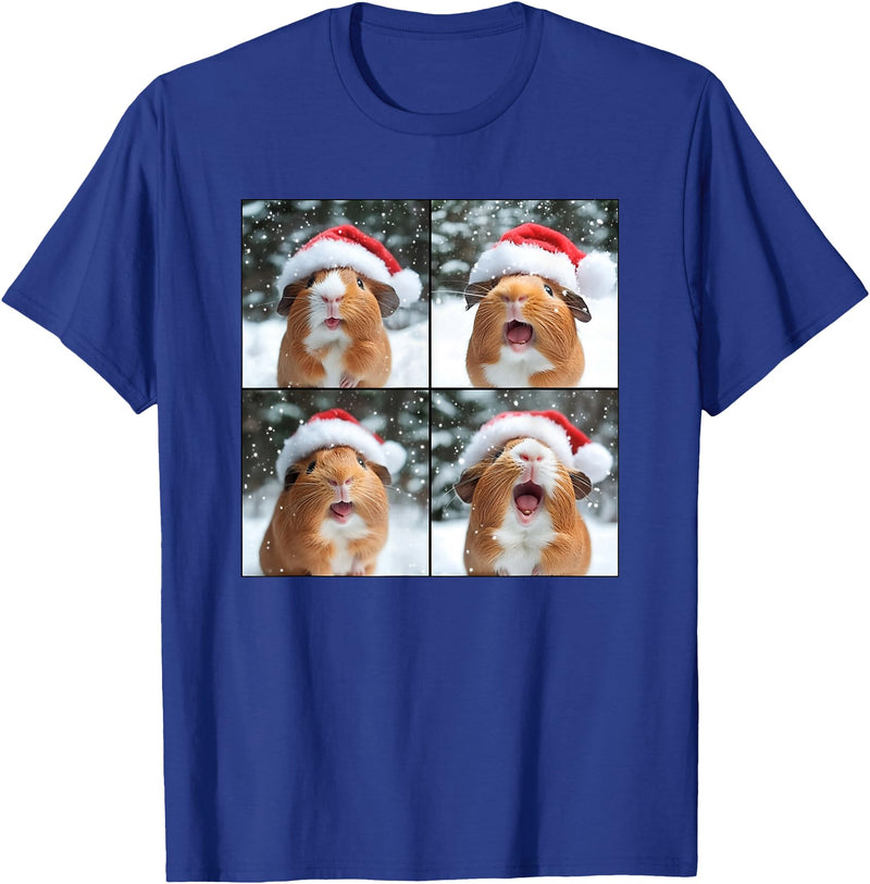 Xmas Guinea Pigs Santa Animal Selfie Men Women Guinea Pig With Santa Hat Christmas Guinea Pig Lover T-Shirt - Royal Blue
