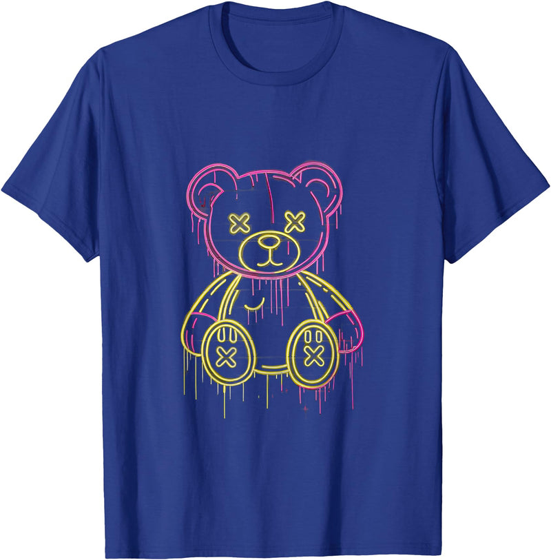 Urban Pop Collective Teddy Bear Graffiti Street Art Bold Urban Pop Illustration T-Shirt - Royal Blue
