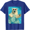 Pool Party Summer Animals Designs Funny Polar Bear with Sunglasses Summer Animal Swimming T-Shirt - Royal Blue