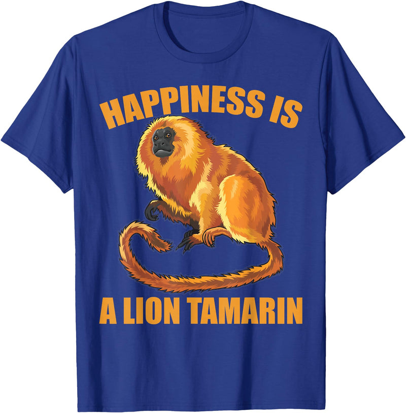 Happiness Is A Golden Lion Tamarin Tees Co. Glück ist ein Goldener Löwe Tamarin Monkeys Zoo Keeper T-Shirt - Royal Blue