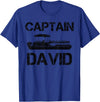 Custom Boat Captain Personalized Name Designs Captain David Pontoon Personalized Boat Name Fishing Trip T-Shirt - Royal Blue