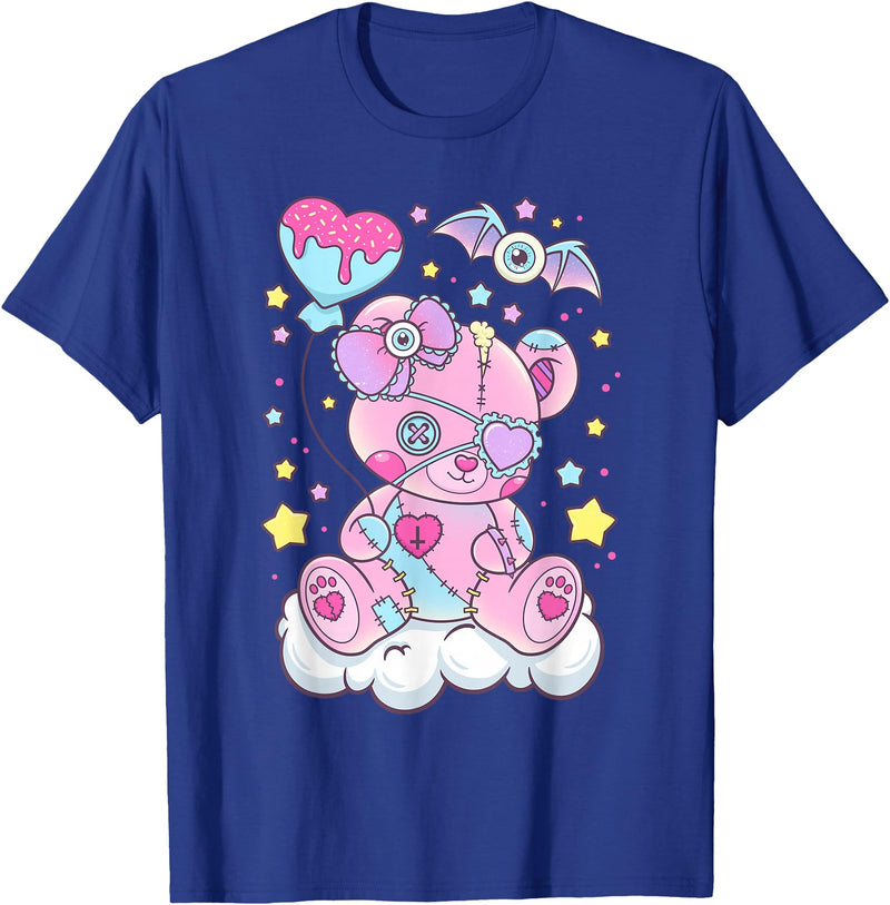 CC Pastel Goth Anime Vaporwave Aesthetic Kawaii Pastel Goth Cute Scary Bear T-Shirt - Royal Blue