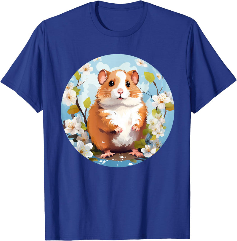 Cool Spring Flowers with Hamster for Season Lovers T-Shirt - Royal Blue