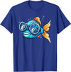 Fish with diving Googles Outfit Funny Fish Face Outfit for Summer and Fishes Lovers T-Shirt - Royal Blue