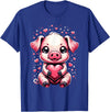 Cute Pig Valentine Apparel Pig Holding Heart Valentine's Day Cute Valentine T-Shirt - Royal Blue
