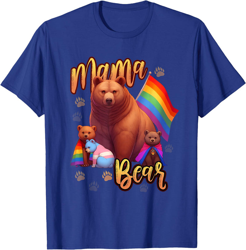 Mom Hugs Proud Mama Mom Bear LGBT Gay Pride LGBTQ Flag T-Shirt - Royal Blue