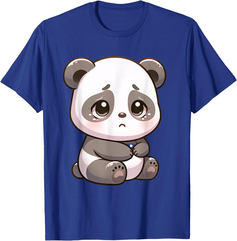 Cute Sad Panda Designs Sad Panda Bear Animal T-Shirt - Royal Blue