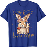 Cute Rabbit Lover Bunny Graphic T-Shirt (Navy Blue) in Royal Blue