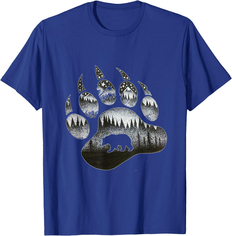 One Nature Designs Touching Ghost of the Spirit Bear Paw T Shirt T-Shirt - Royal Blue