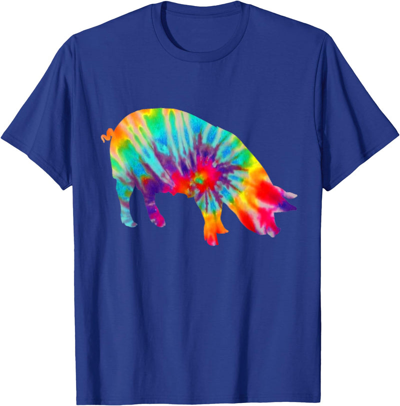 Pig Tie Dye Vintage Farmer T-Shirt - Royal Blue