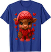Coquette Bow Highland Cow Valentine Women Girls. Highland Cow Valentines Day Funny Hearts Valentine Cow Women T-Shirt -