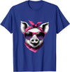 Fashionable Animals Wearing Pink Bandanas Pig Wearing A Pink Bandana Headband And Sunglasses T-Shirt - Royal Blue