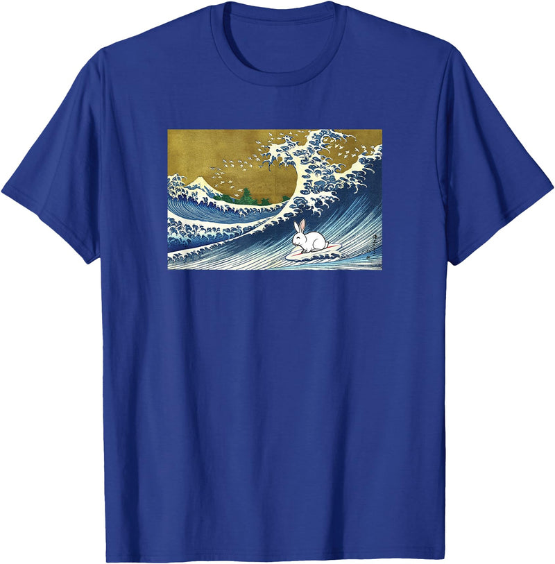Funny Retro Vintage Surfing a Great Wave Pet Rabbit Lover Hoodie in Royal Blue