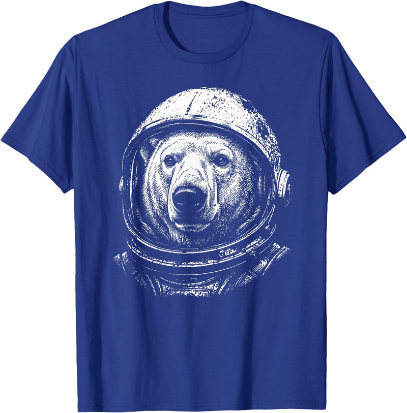 Funny Polar Bear Astronomy Space Retro Astronaut Polar Bear Lovers Space Galaxy T-Shirt - Royal Blue