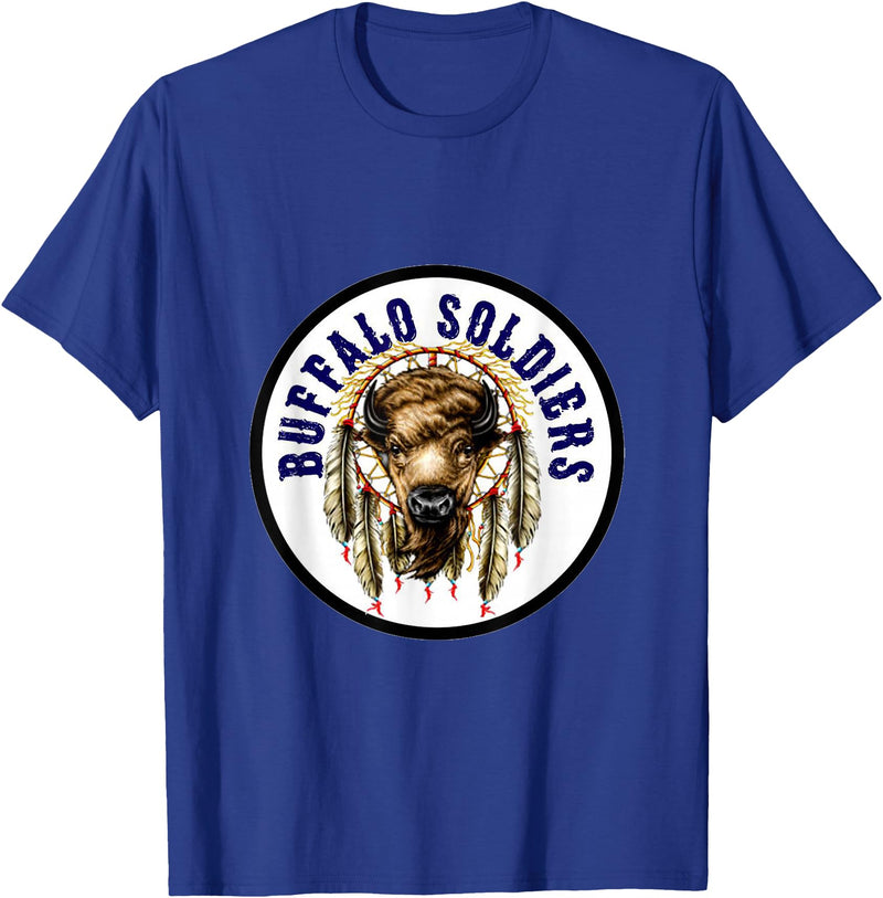 Mostly Art Stuff The Buffalo Soldiers of 1886 Dreamcatcher Art T-Shirt - Royal Blue