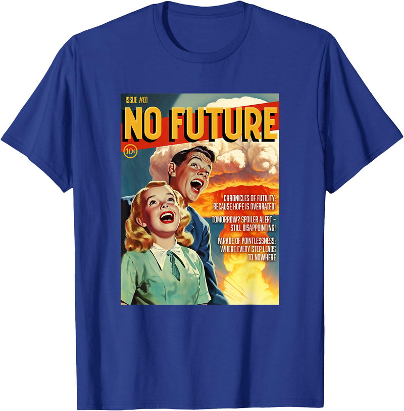 Last Gasp Graphics No Future 1950s Horror Comic Cover T-Shirt - Royal Blue