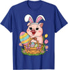 Happy Easter Pig Animal Happy Easter Women Girls Kids Easter Egg Basket Easter Pig T-Shirt - Royal Blue