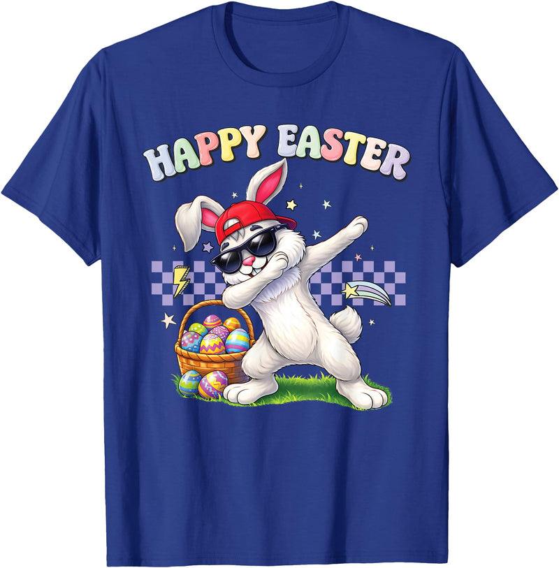 Dabbing Easter Bunny Rabbit Dab Dance Eggs Kids Boys Girls T-Shirt in Royal Blue