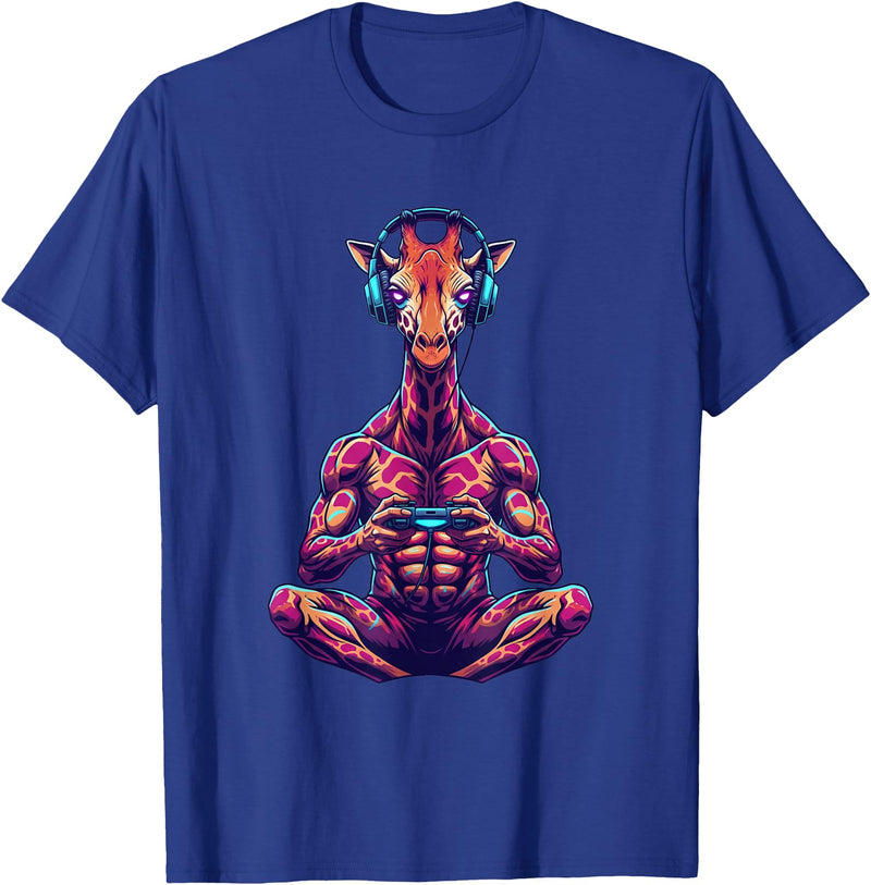 Funny Graphic Gamers tee Giraffe Funny Video Games Giraffe T-Shirt - Royal Blue