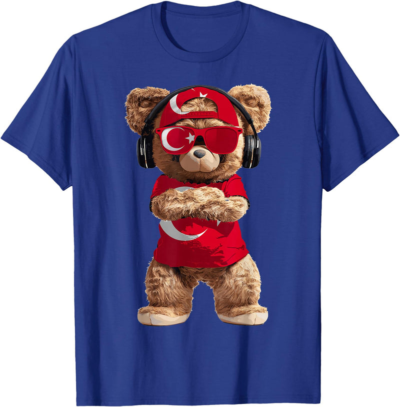 Turkey Flag Clothes Clothing for Men & Women Turkey Flag Souvenirs Bear Outfit Products Turkish T-Shirt - Royal Blue