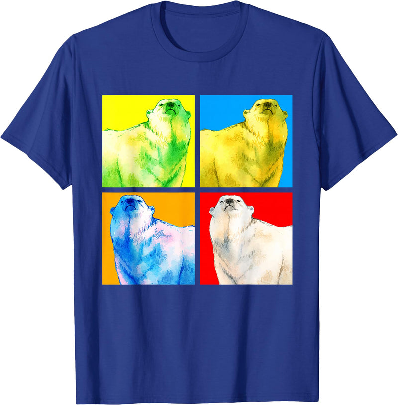 Arctic Animal Polar Bear Gifts Polar Bear Animal Lover Arctic Animal Pop Art Polar Bear T-Shirt - Royal Blue