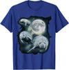 Manatee Howling Moon Manatee Sea Cow Three Manatee Howling At The Moon T-Shirt - Royal Blue