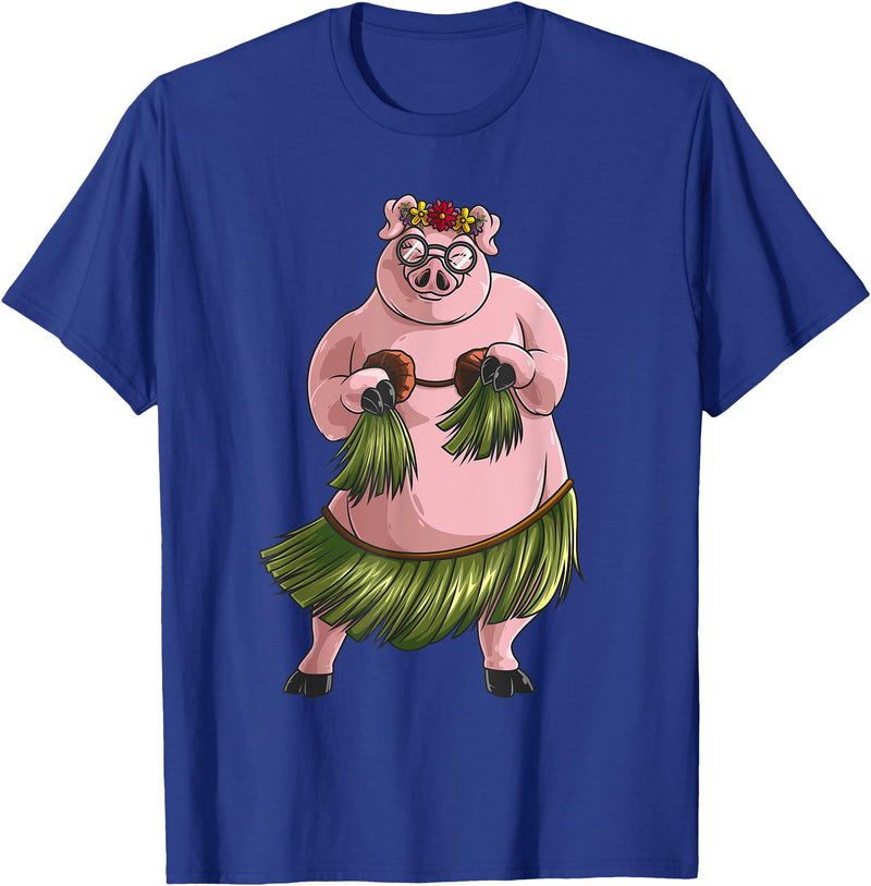 Cute Adult Women Animal Pun Hawaii Party Kids Art Cool Hawaiian Luau Pig | Funny Boar Lover Hula Dancing Gift T-Shirt - Royal Blue