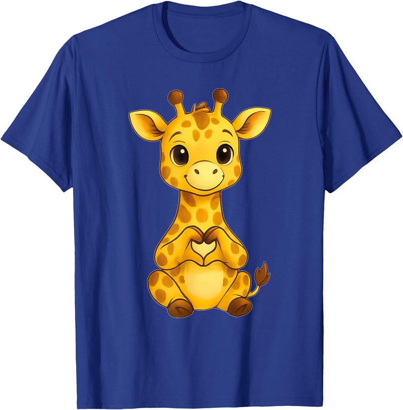 Giraffe Designer Designs Giraffe with heart | Cute giraffe with heart symbol T-Shirt - Royal Blue
