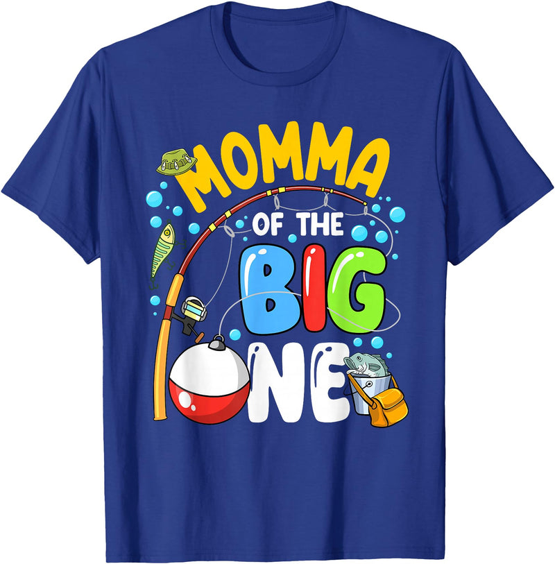 1st Birthday Fishing Themed Outfit Family Matching Momma Of The Big One Fishing Birthday Boy Family Party T-Shirt - Royal Blue