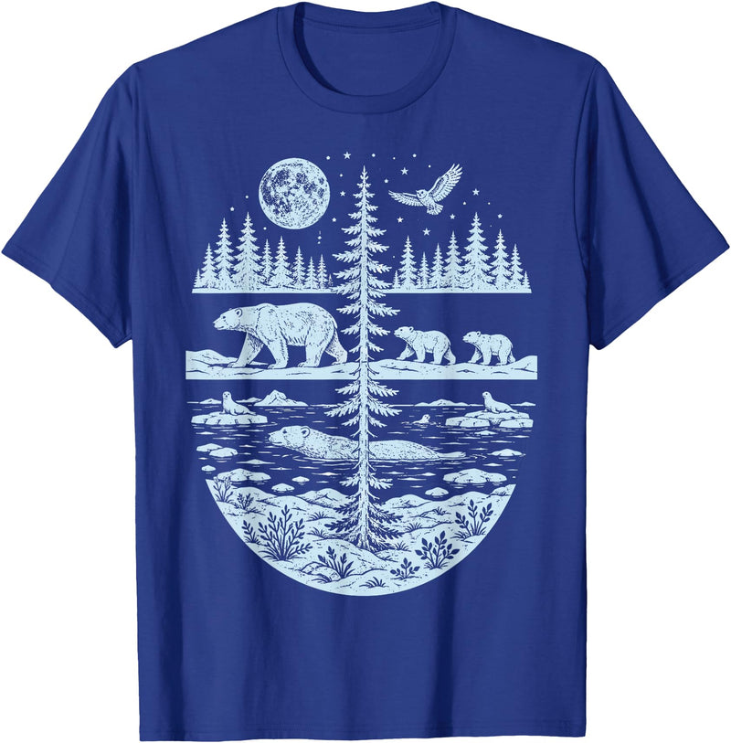 Polar Bear Arctic Tundra Wildlife Nature Lover Polar Bear Arctic Wilderness Nature Scene Wildlife Lover T-Shirt - Royal Blue